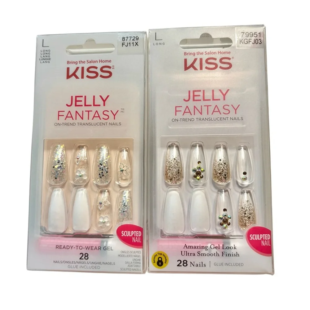 NEW Kiss Jelly Fantasy Press On Nails, Bundle of 2 (Long Length) - Picture 1 of 6